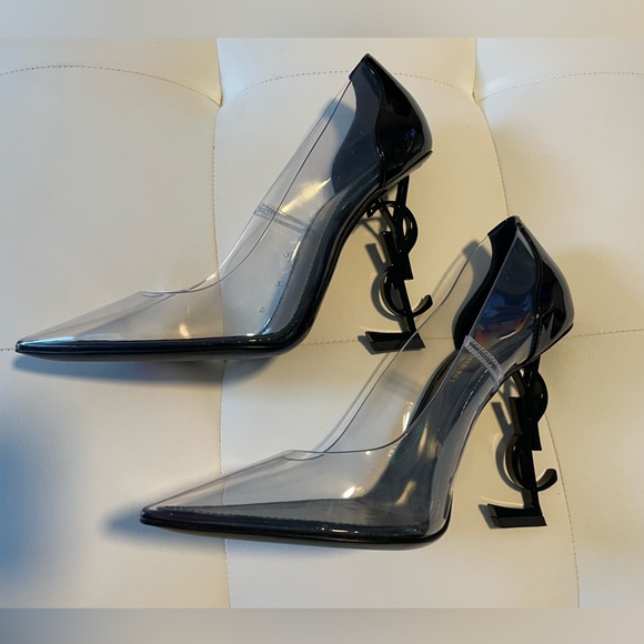 Sold Yves Saint Laurent Opyum Pointed Toe Logo Heel Pumps - Picture 3 of 10